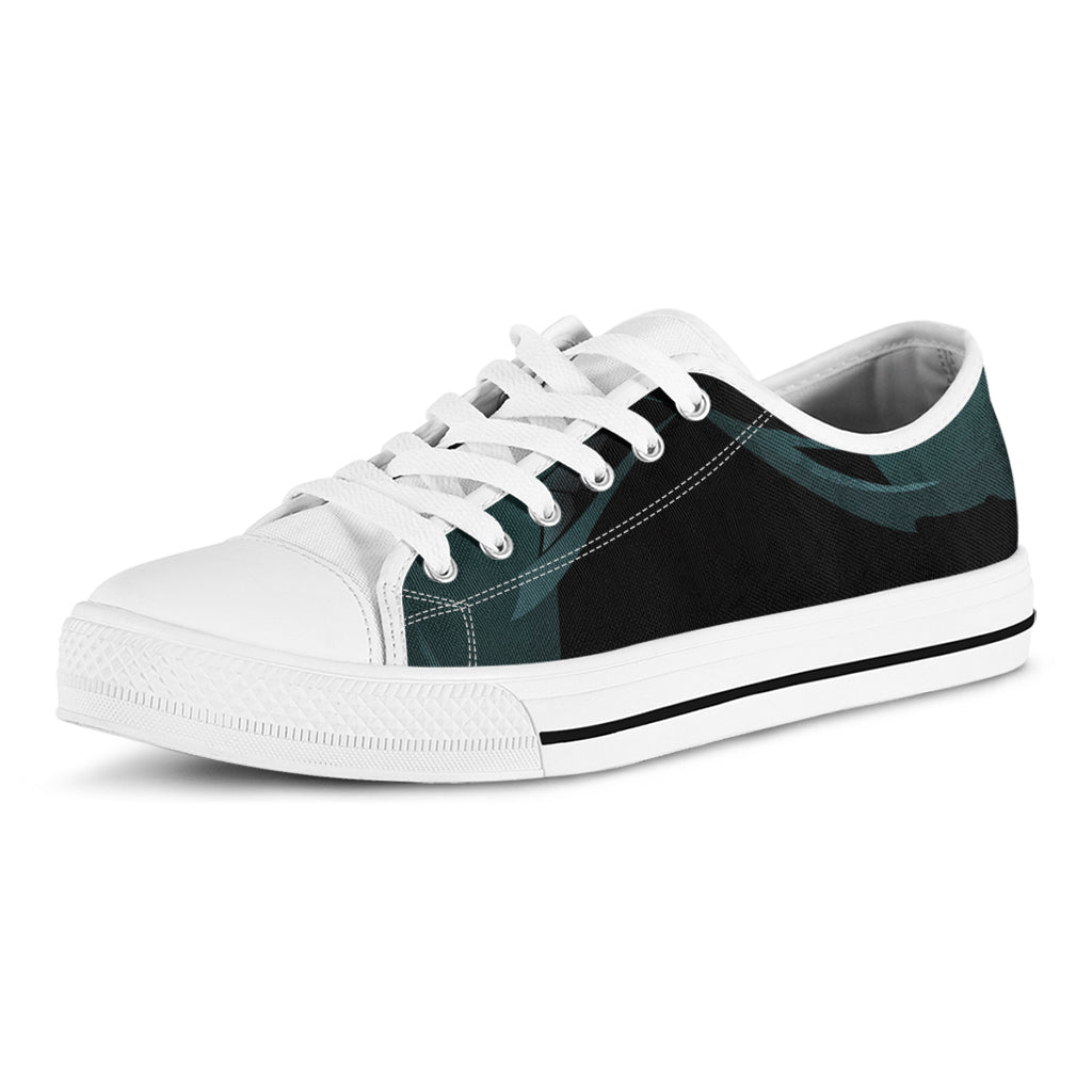 Halloween Vampire Silhouette Print White Low Top Shoes