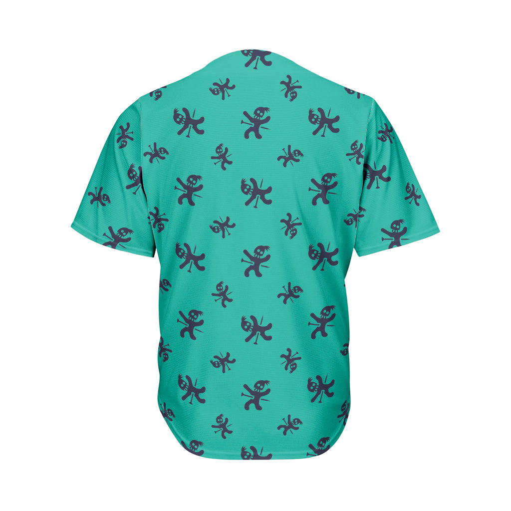 Halloween Voodoo Doll Pattern Print Men's Baseball Jersey