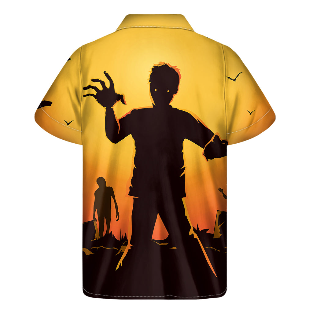 Halloween Walking Zombie Print Men's Short Sleeve Shirt