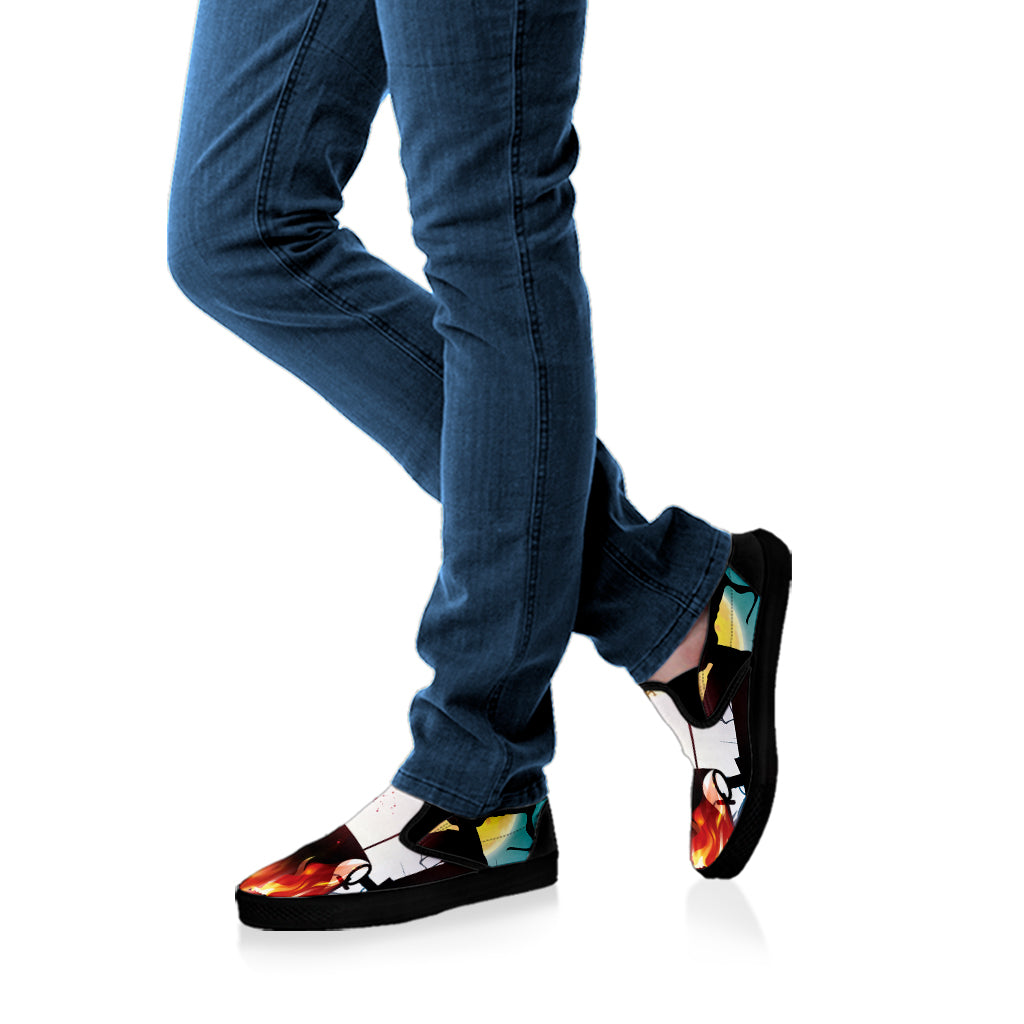 Halloween Witch And Cauldron Print Black Slip On Shoes