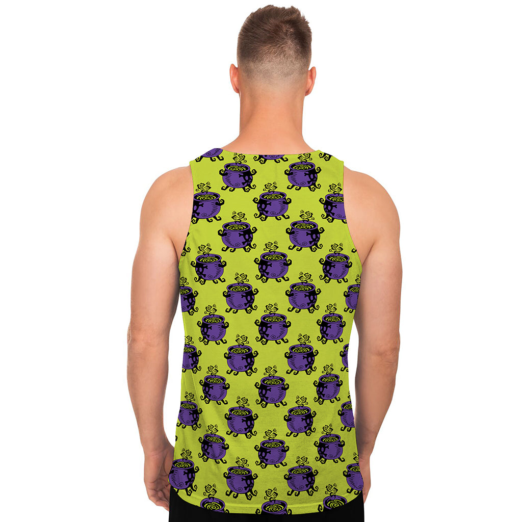 Halloween Witch Cauldron Pattern Print Men's Tank Top