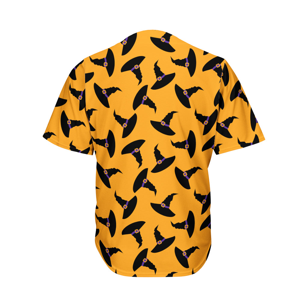 Halloween Witch Hat Pattern Print Men's Baseball Jersey