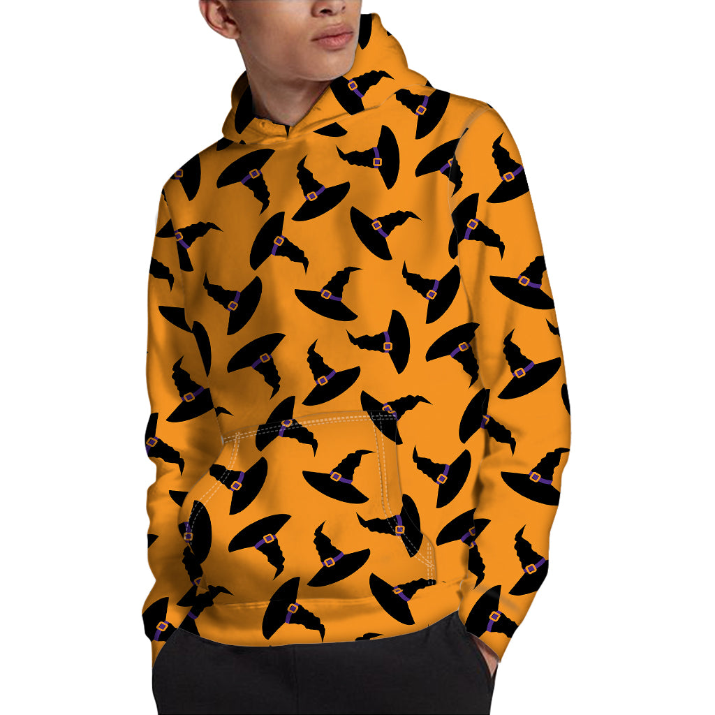 Halloween Witch Hat Pattern Print Pullover Hoodie
