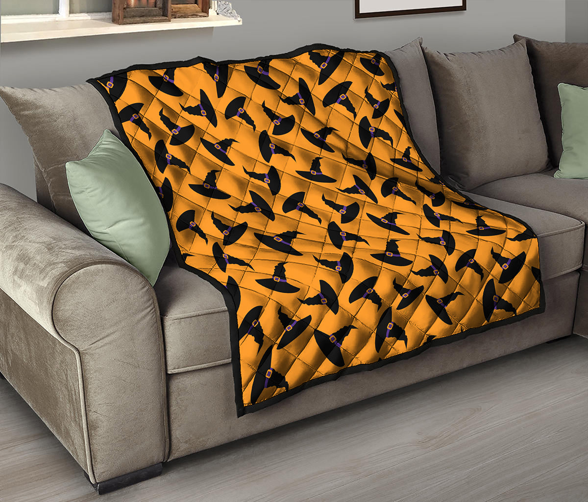 Halloween Witch Hat Pattern Print Quilt