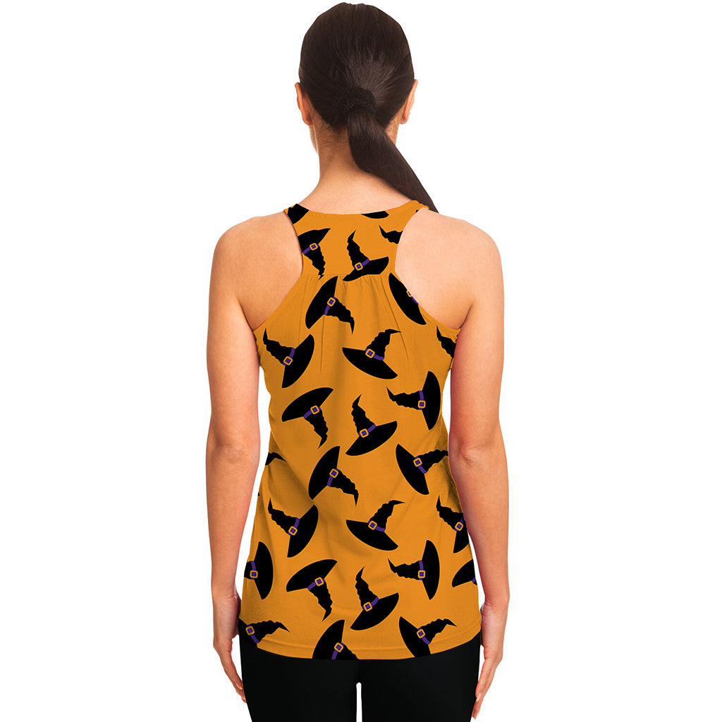 Halloween Witch Hat Pattern Print Women's Racerback Tank Top