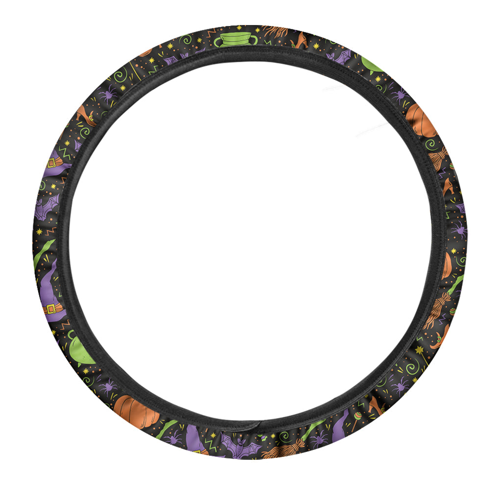 Halloween Wizard Pattern Print Car Steering Wheel Cover
