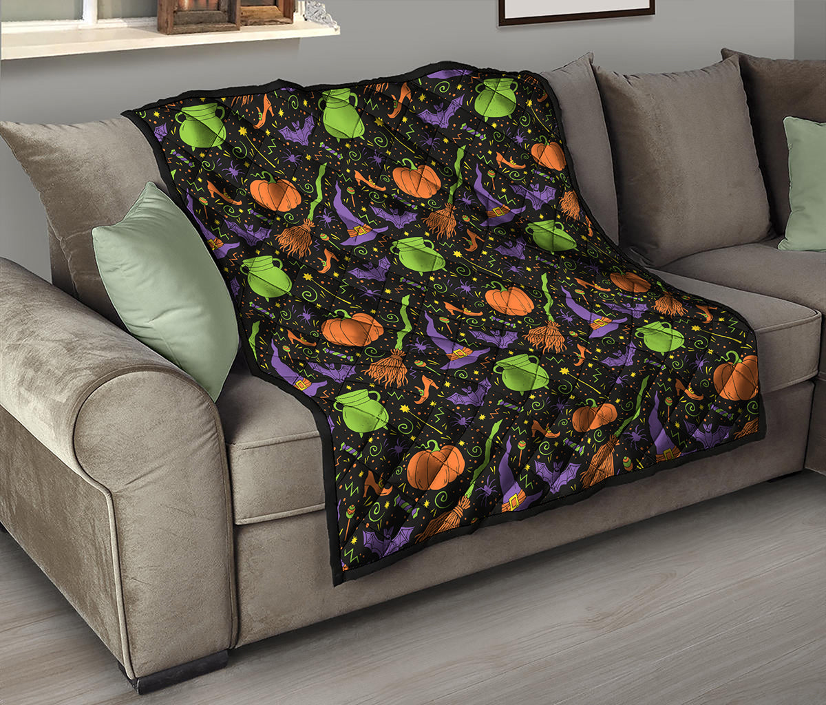 Halloween Wizard Pattern Print Quilt