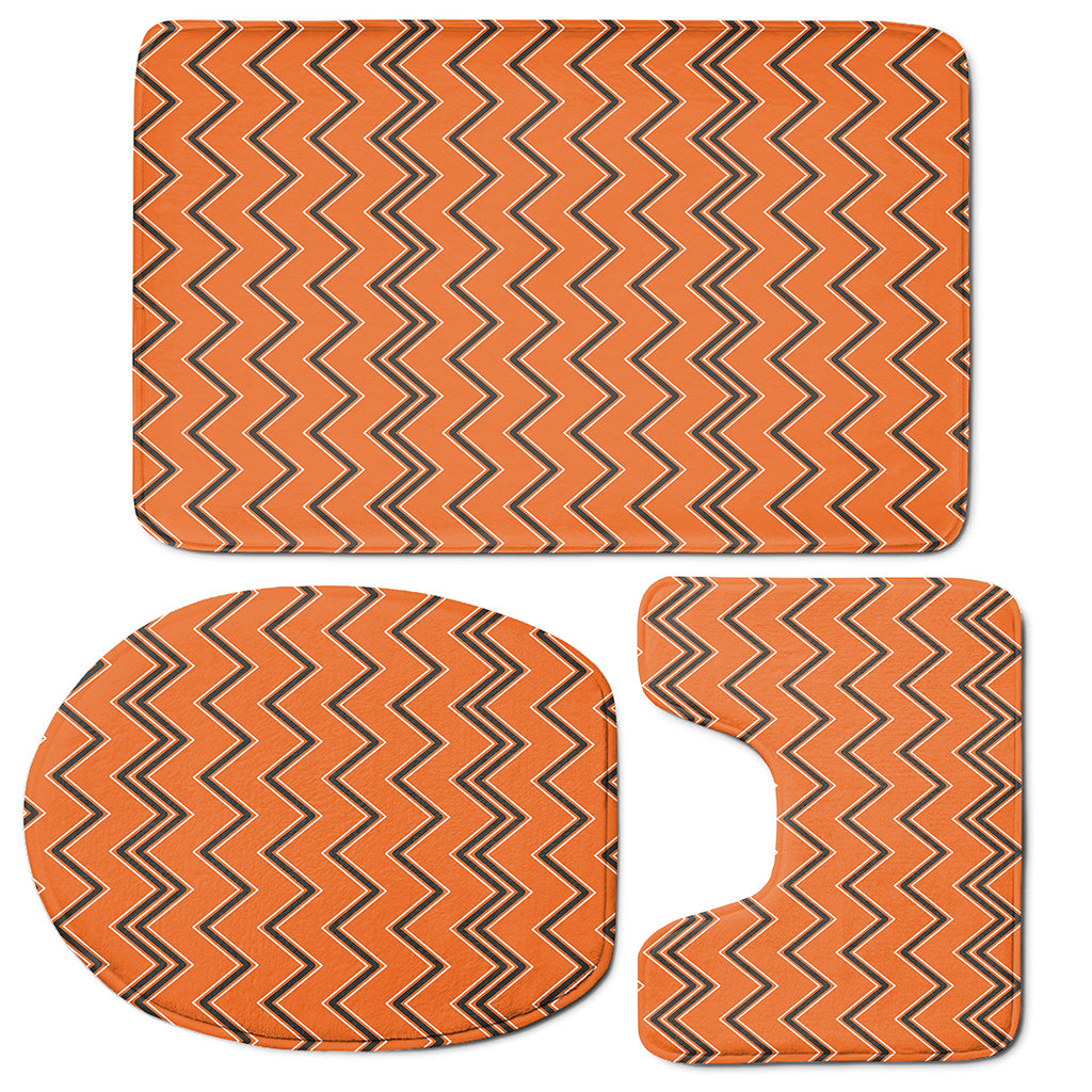 Halloween Zig Zag Pattern Print 3 Piece Bath Mat Set