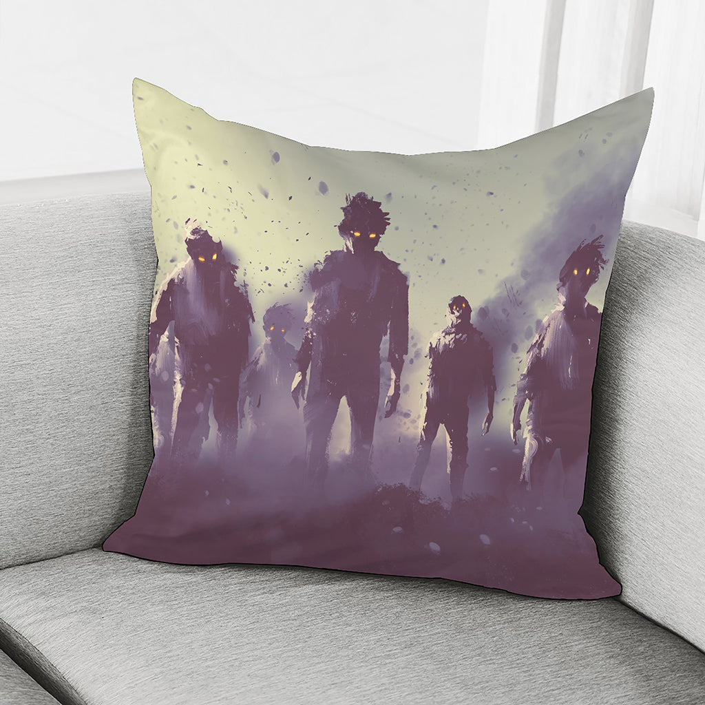 Halloween Zombie Crowd Print Pillow Cover