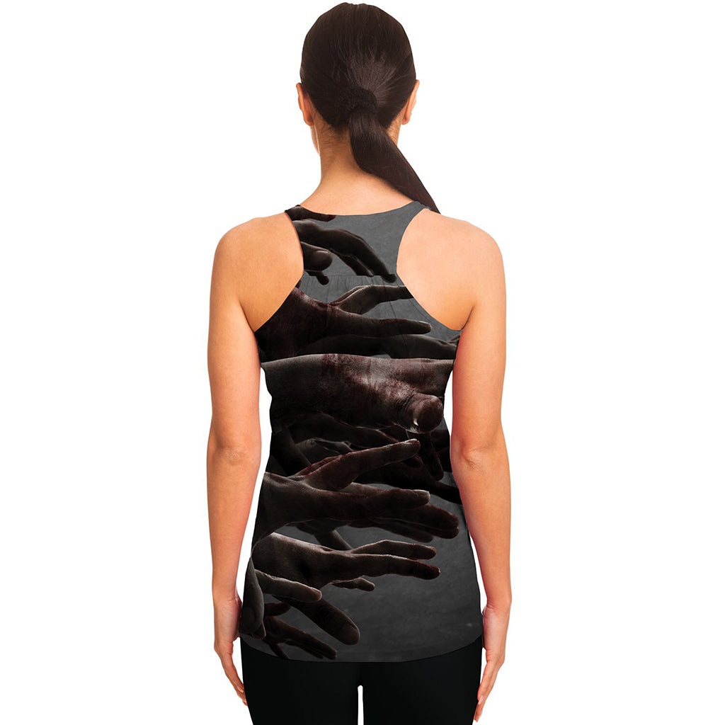 Halloween Zombie Hands Print Women's Racerback Tank Top