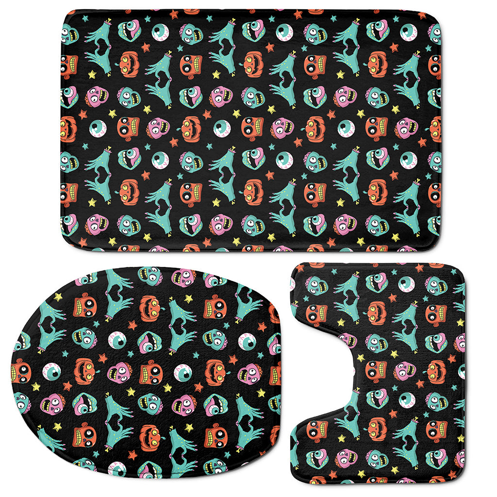 Halloween Zombie Pattern Print 3 Piece Bath Mat Set