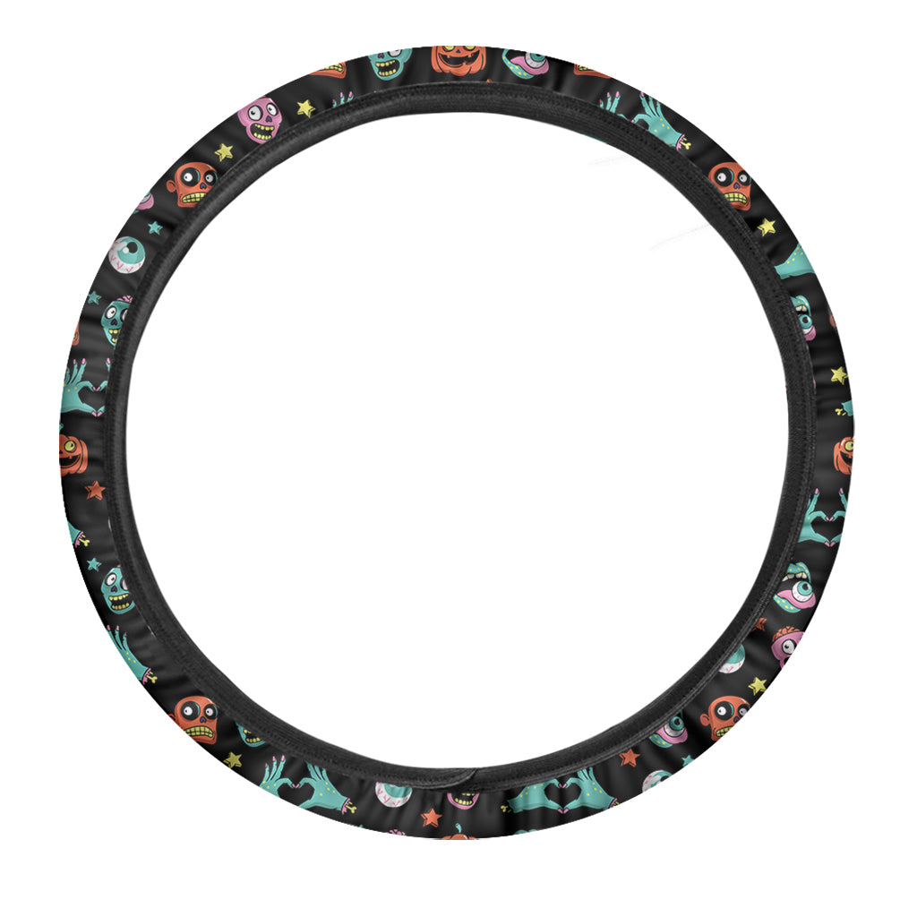 Halloween Zombie Pattern Print Car Steering Wheel Cover