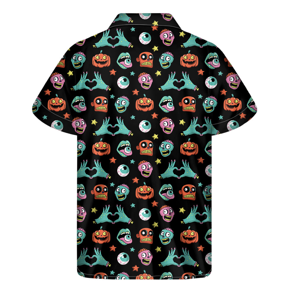 Halloween Zombie Pattern Print Men's Short Sleeve Shirt