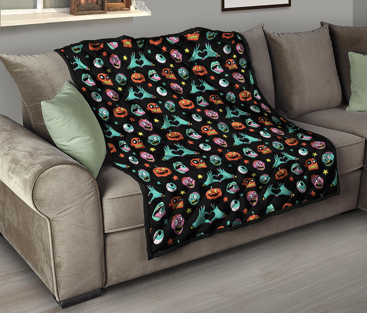 Halloween Zombie Pattern Print Quilt