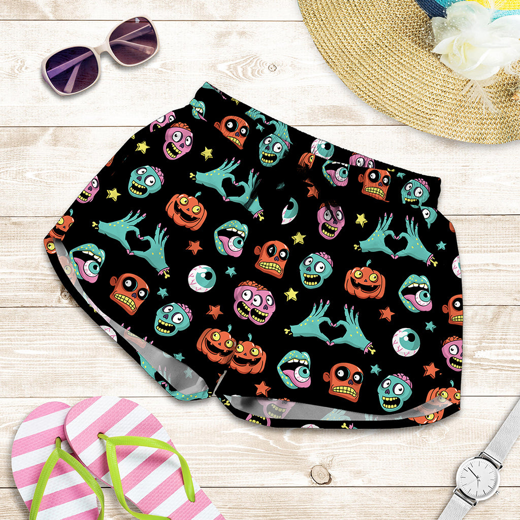 Halloween Zombie Pattern Print Women's Shorts