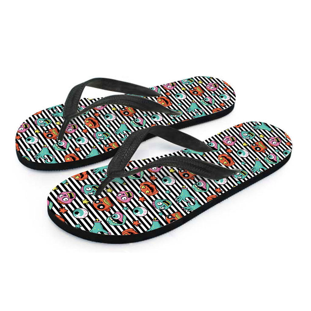 Halloween Zombie Striped Pattern Print Flip Flops
