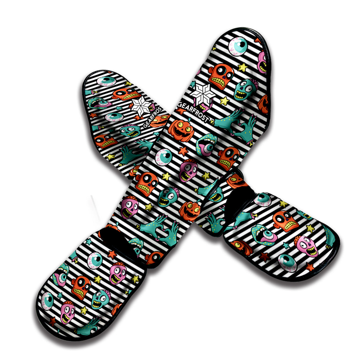Halloween Zombie Striped Pattern Print Muay Thai Shin Guard