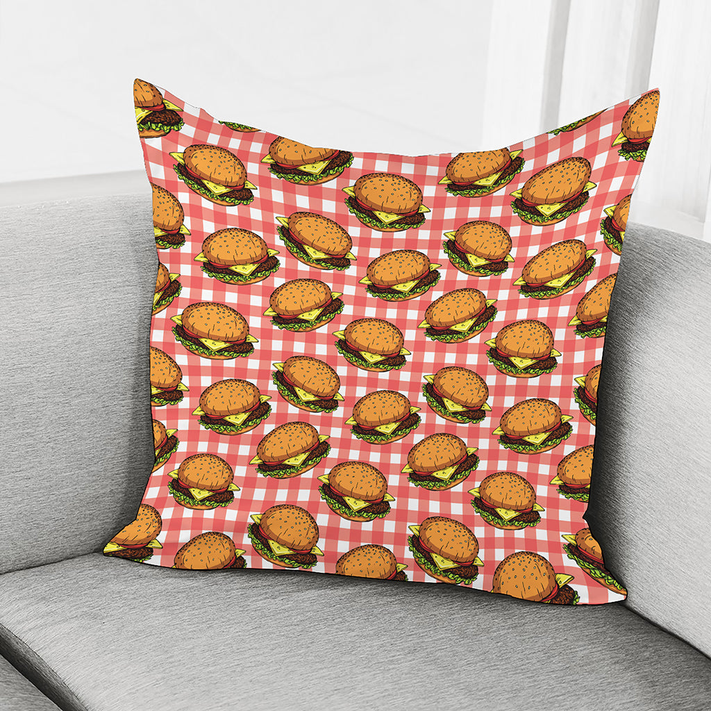 Hamburger Plaid Pattern Print Pillow Cover