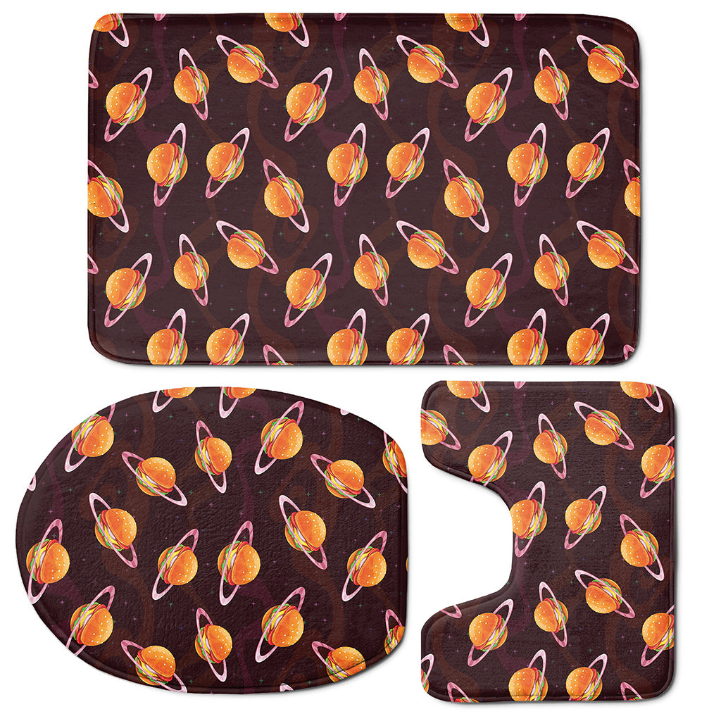 Hamburger Planet Pattern Print 3 Piece Bath Mat Set