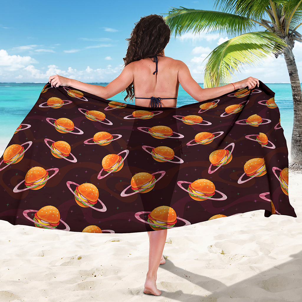 Hamburger Planet Pattern Print Beach Sarong Wrap