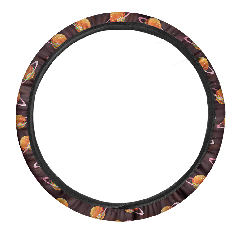 Hamburger Planet Pattern Print Car Steering Wheel Cover