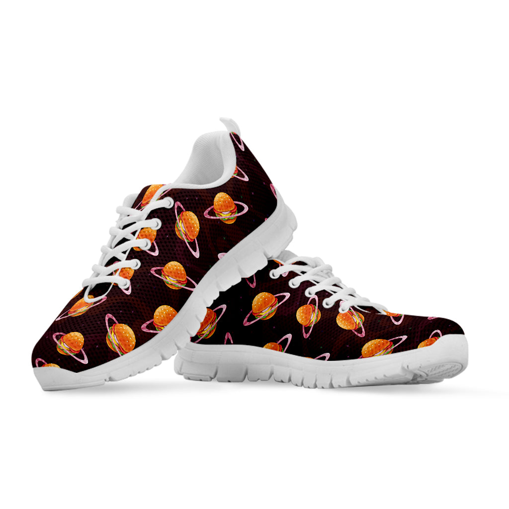 Hamburger Planet Pattern Print White Sneakers