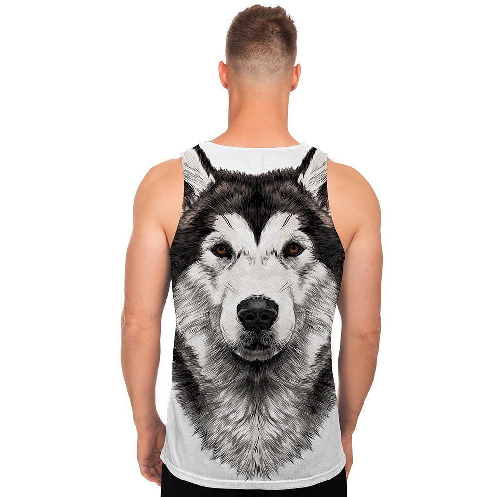 Hand Drawn Alaskan Malamute Print Men's Tank Top