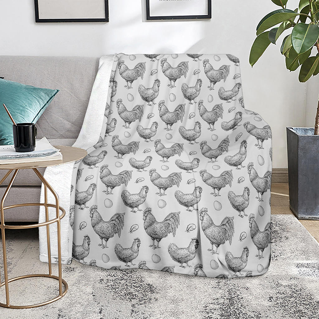 Hand Drawn Chicken Pattern Print Blanket