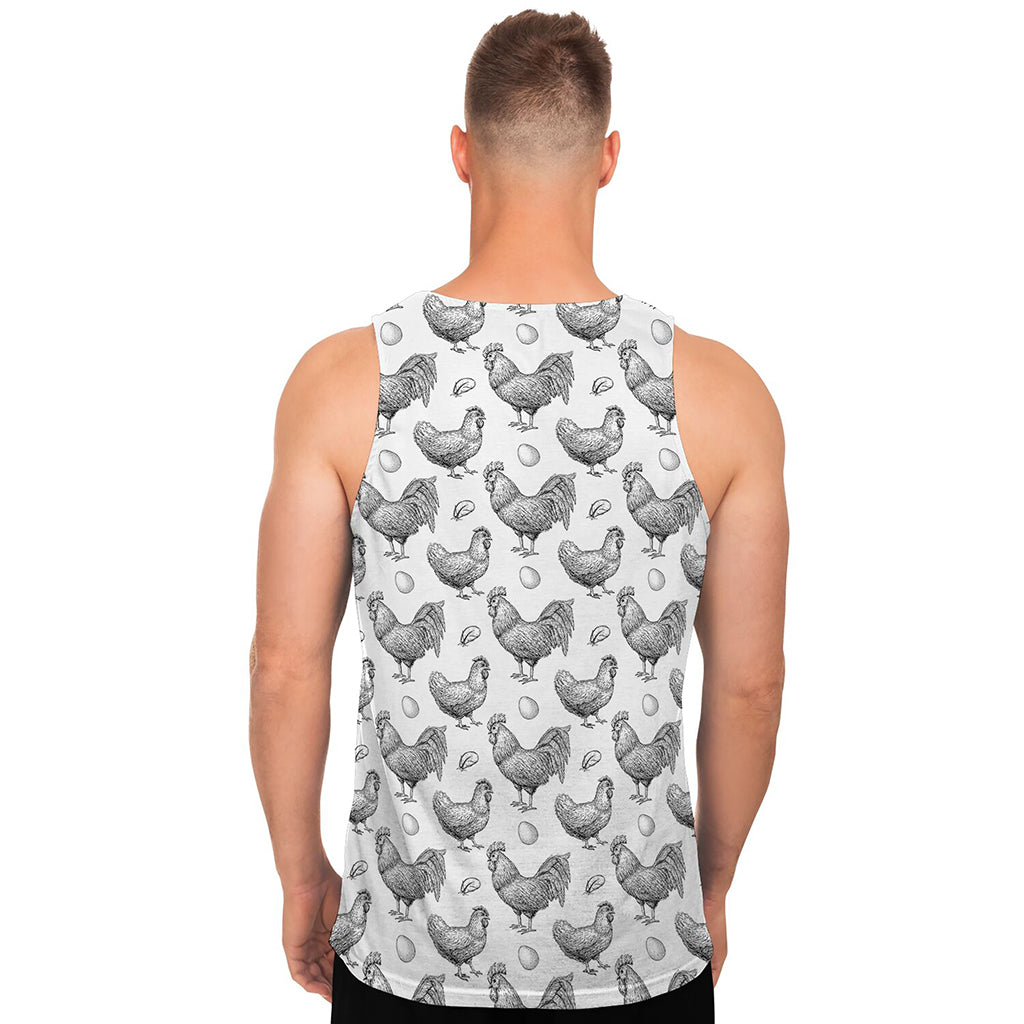 Hand Drawn Chicken Pattern Print Men's Tank Top