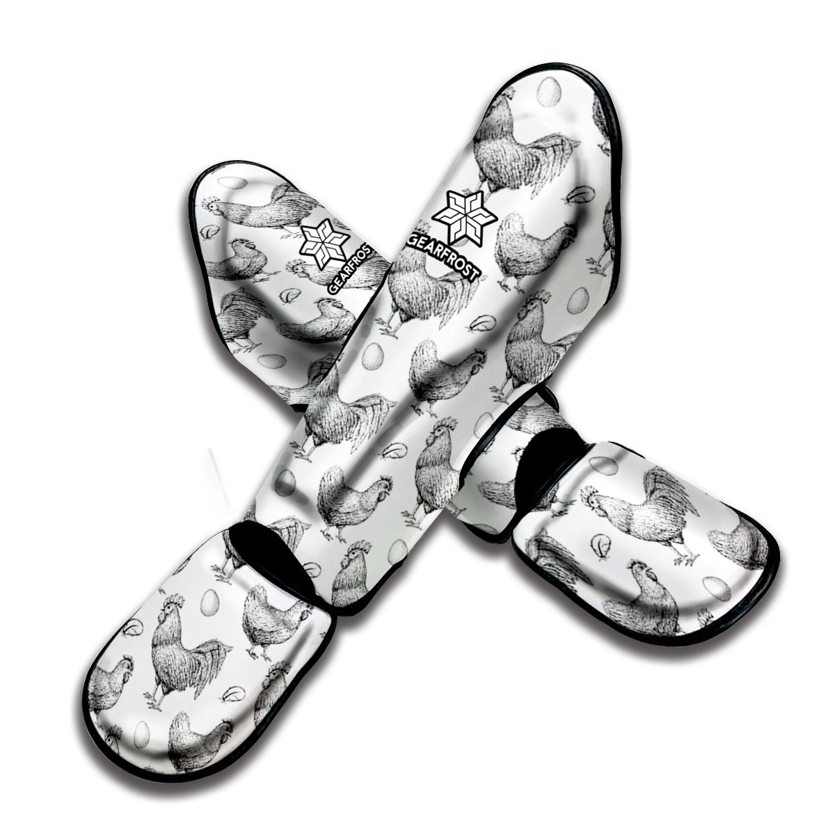 Hand Drawn Chicken Pattern Print Muay Thai Shin Guard