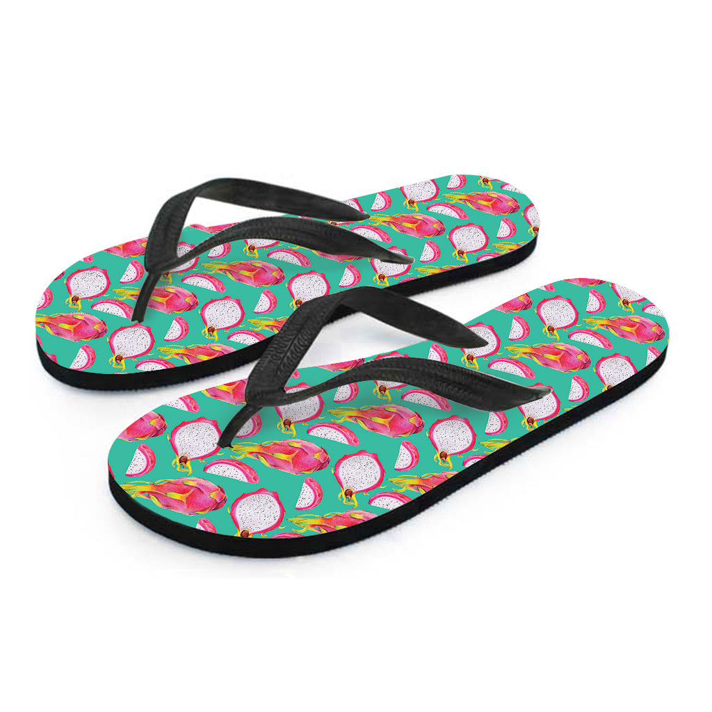 Hand Drawn Dragon Fruit Pattern Print Flip Flops