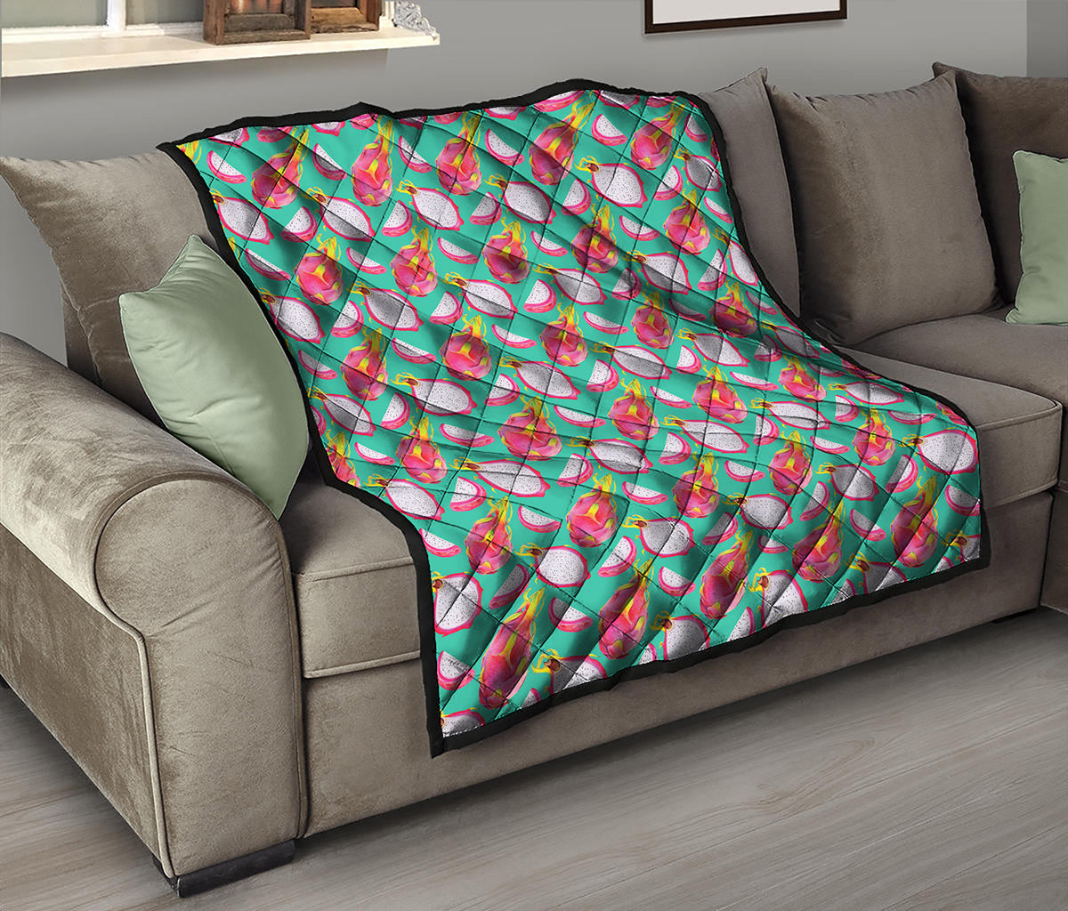 Hand Drawn Dragon Fruit Pattern Print Quilt