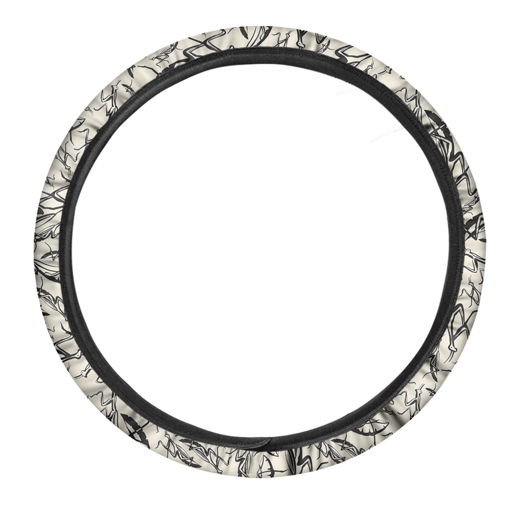 Hand Drawn Mantis Pattern Print Car Steering Wheel Cover