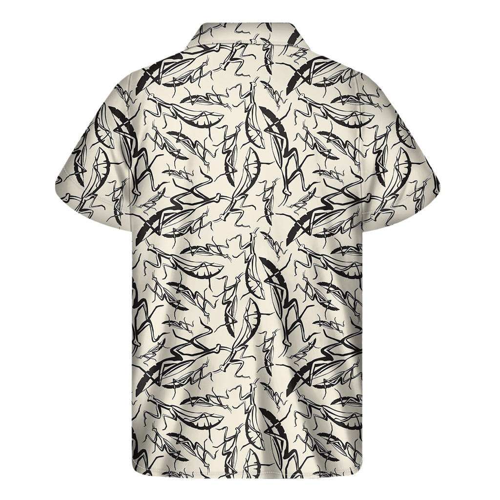 Hand Drawn Mantis Pattern Print Men's Short Sleeve Shirt