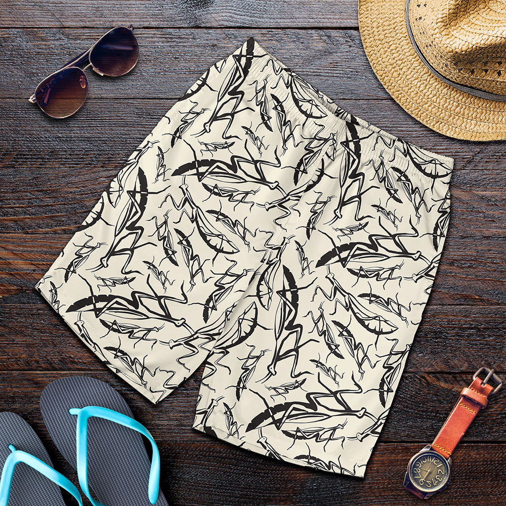 Hand Drawn Mantis Pattern Print Men's Shorts