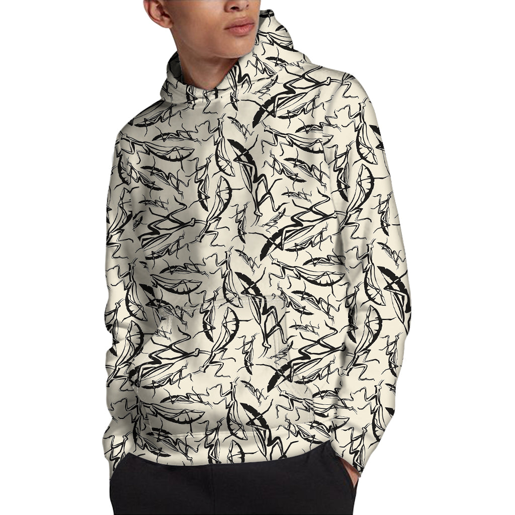 Hand Drawn Mantis Pattern Print Pullover Hoodie