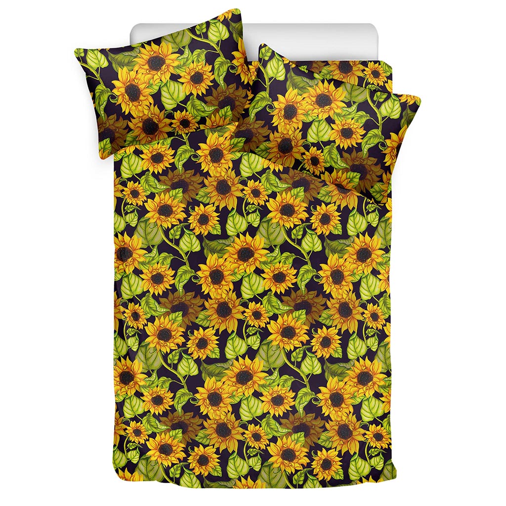 Hand Drawn Sunflower Pattern Print Duvet Cover Bedding Set