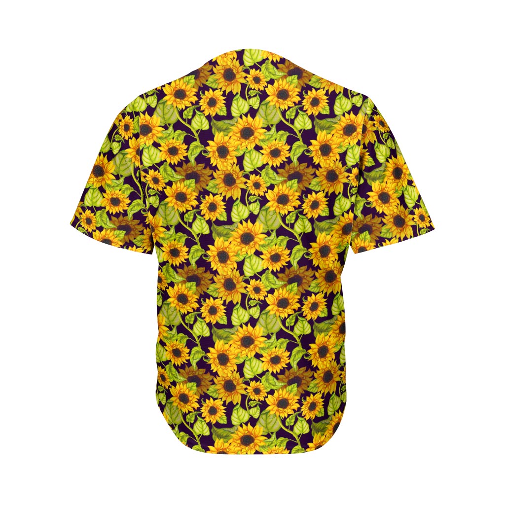 Hand Drawn Sunflower Pattern Print Men's Baseball Jersey