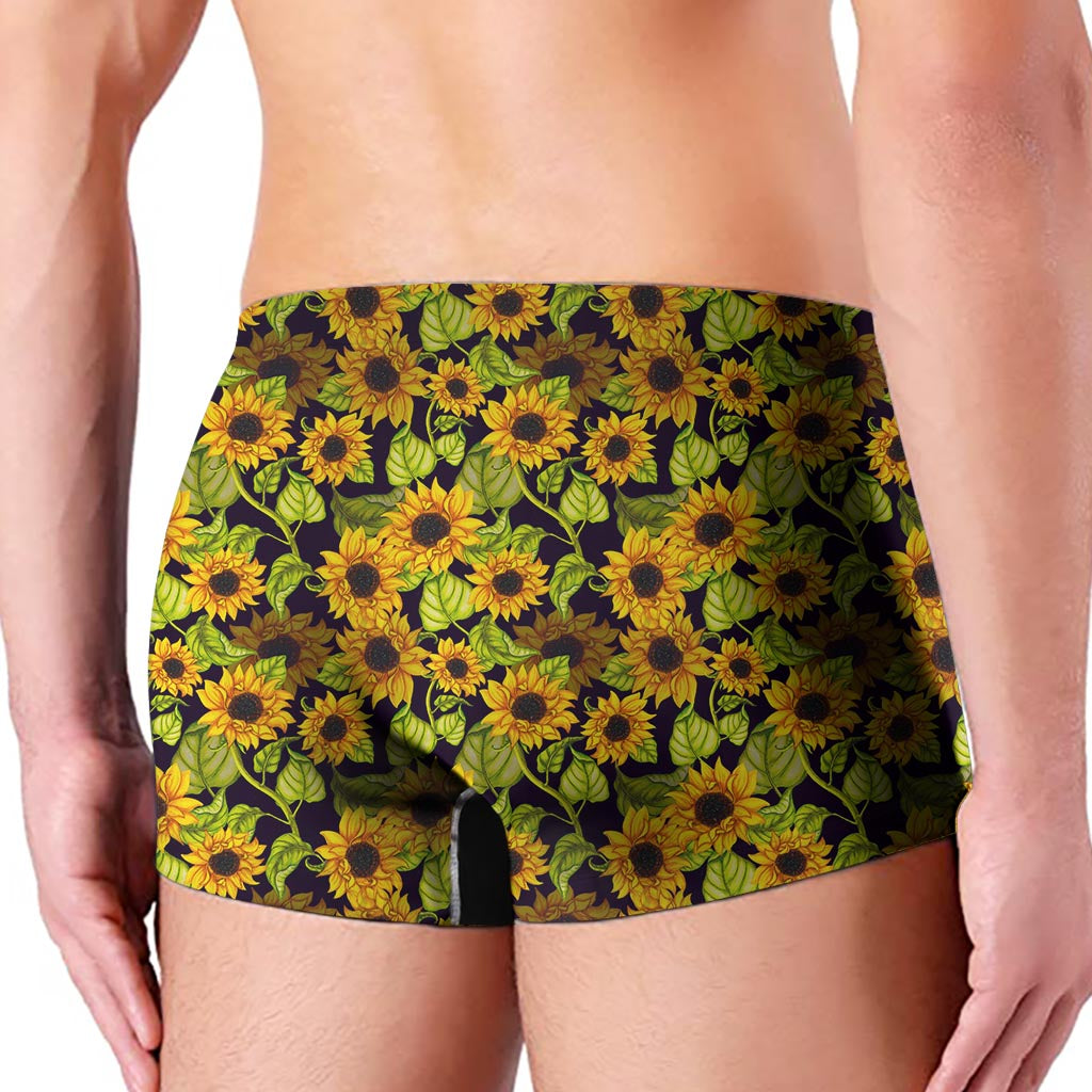 Hand Drawn Sunflower Pattern Print Men's Boxer Briefs