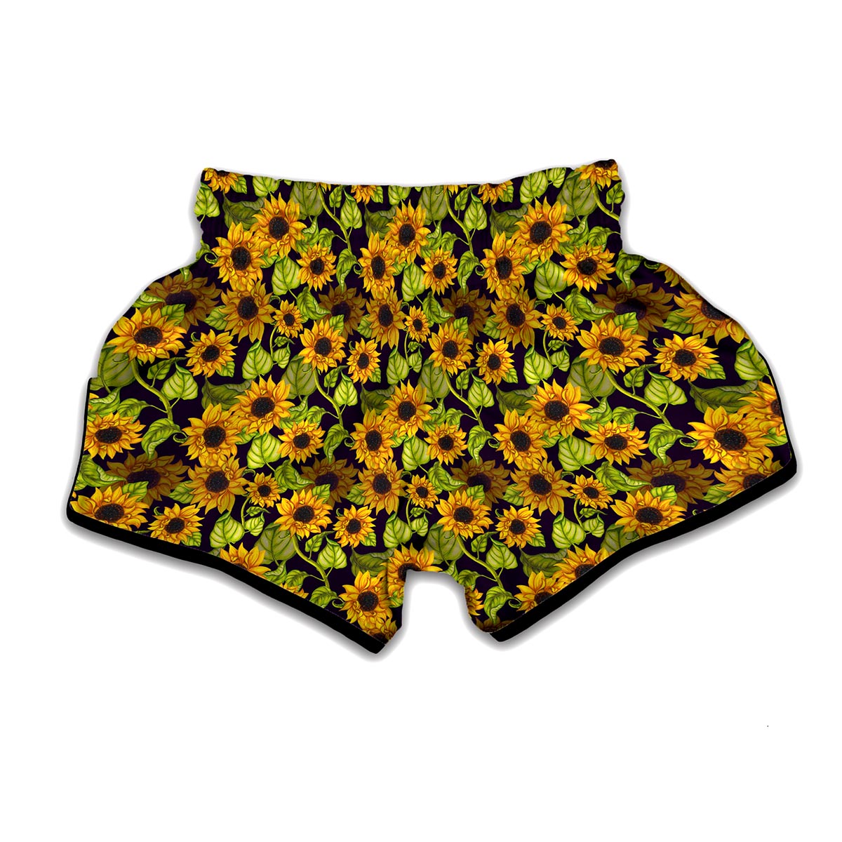 Hand Drawn Sunflower Pattern Print Muay Thai Boxing Shorts