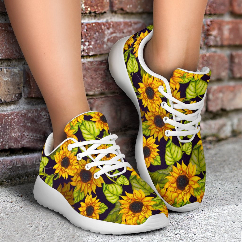 Hand Drawn Sunflower Pattern Print Sport Shoes GearFrost