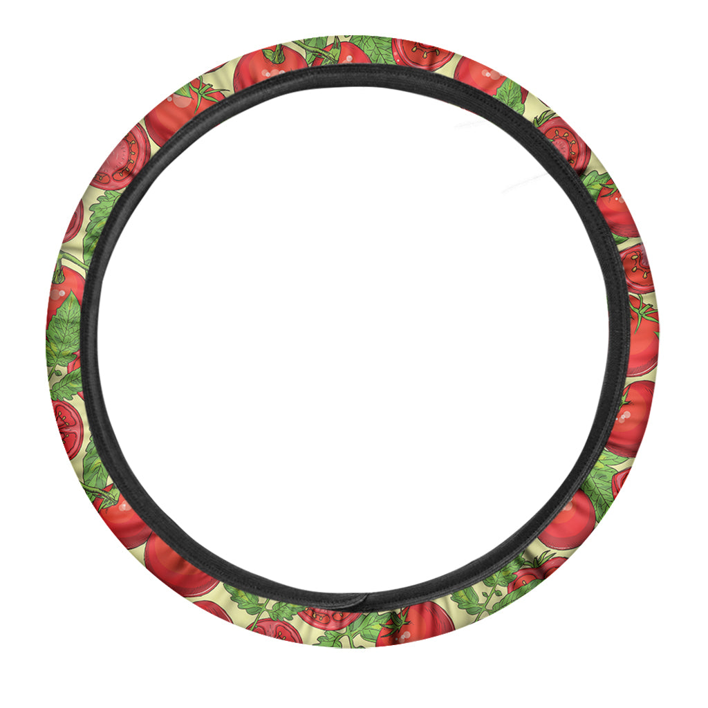 Hand Drawn Tomato Pattern Print Car Steering Wheel Cover