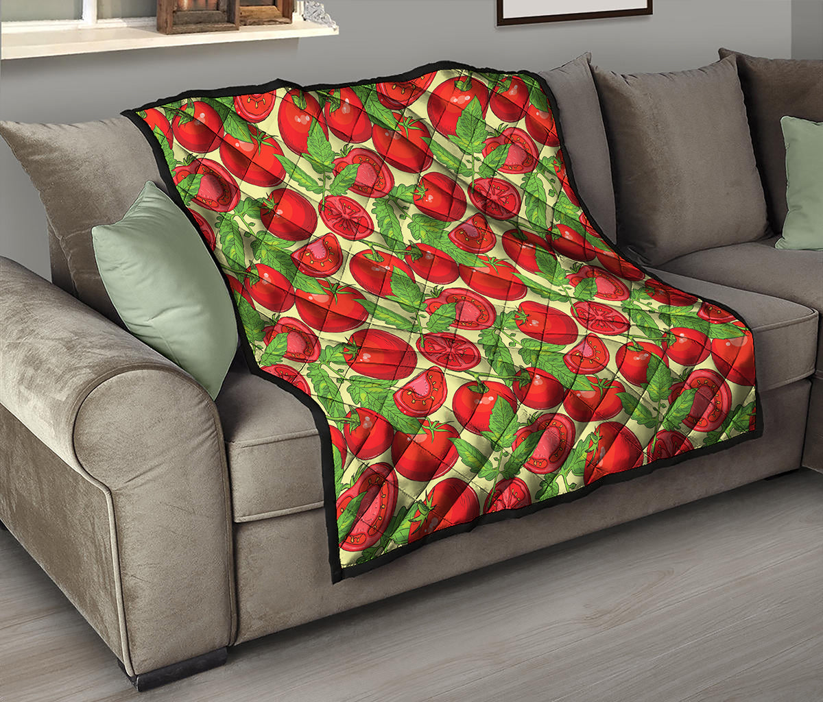 Hand Drawn Tomato Pattern Print Quilt