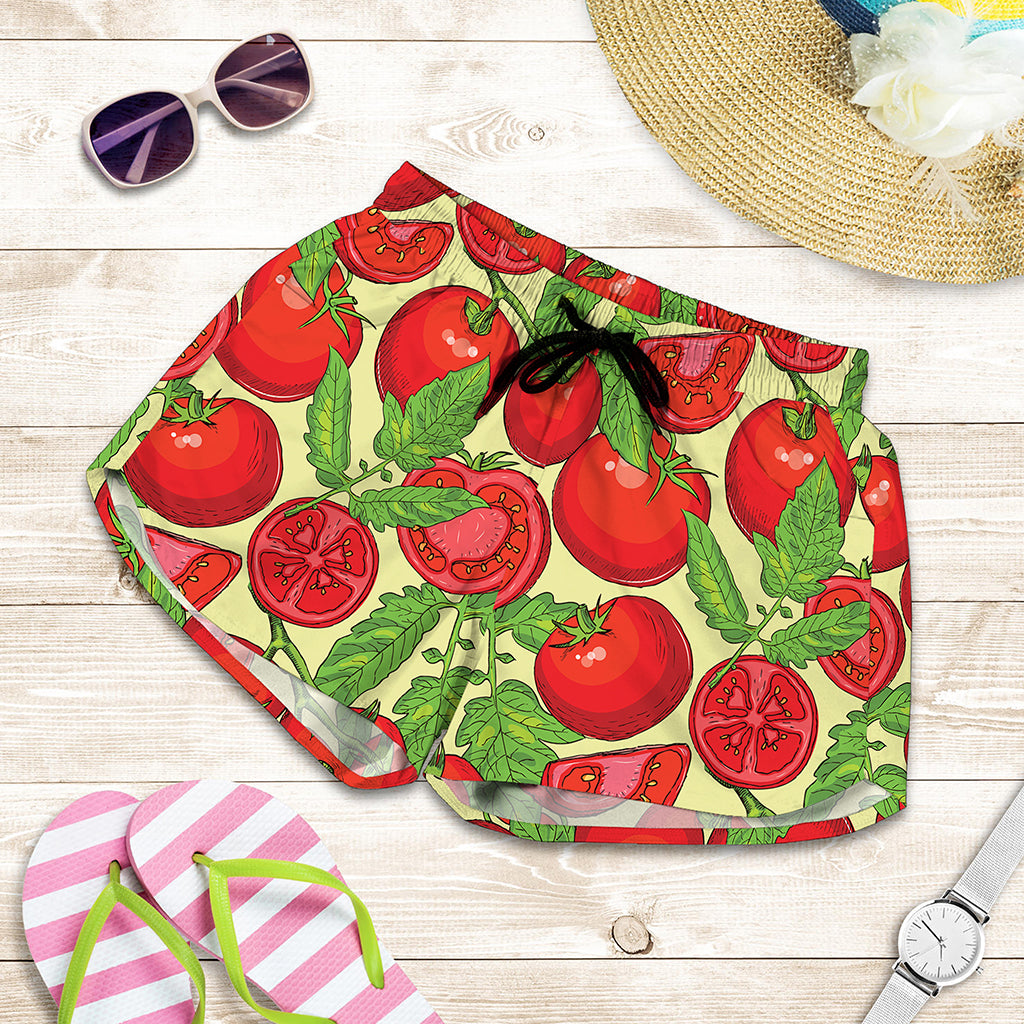 Hand Drawn Tomato Pattern Print Women's Shorts