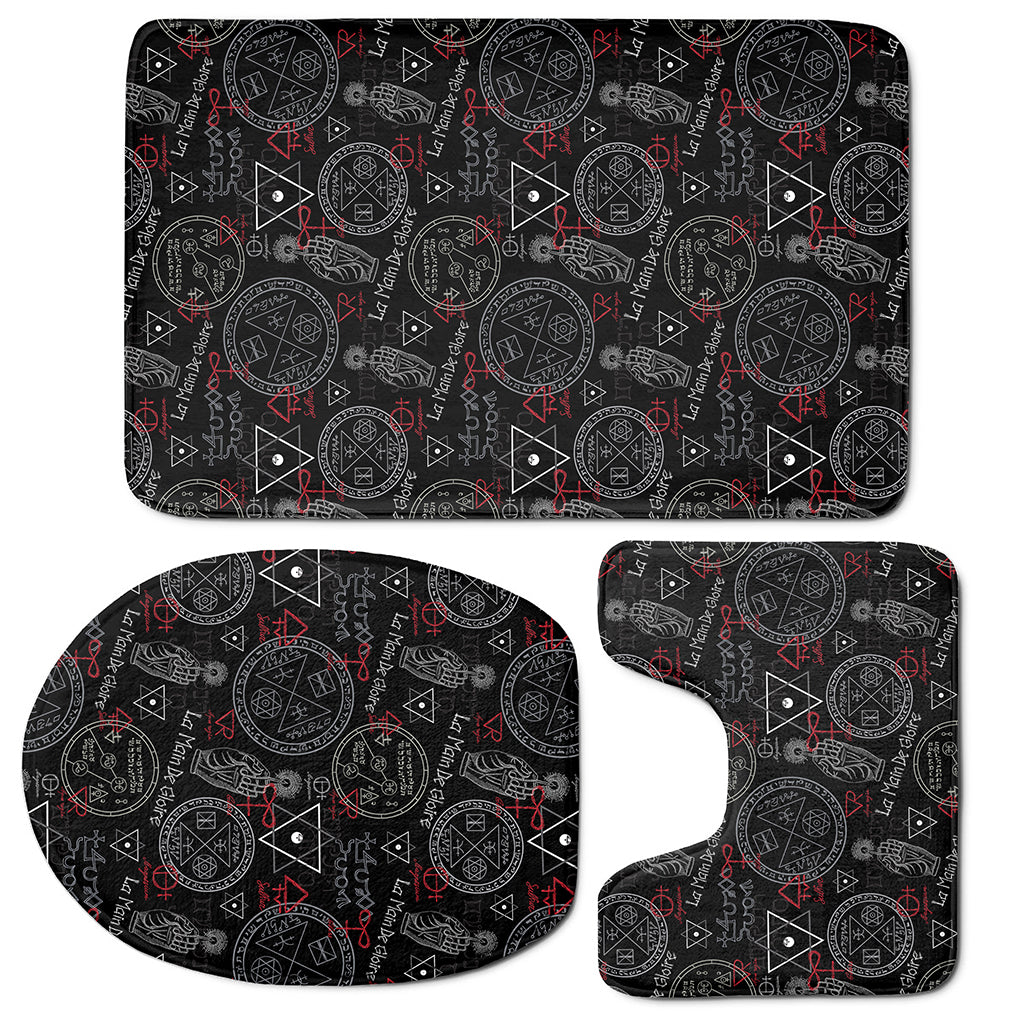 Hand Of Glory Black Magic Witch Print 3 Piece Bath Mat Set