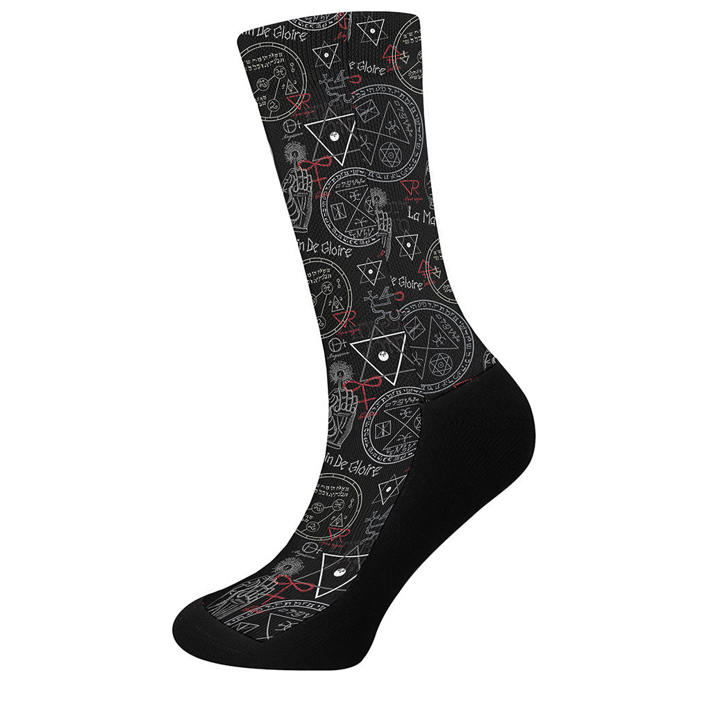 Hand Of Glory Black Magic Witch Print Crew Socks