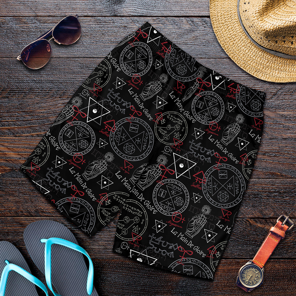 Hand Of Glory Black Magic Witch Print Men's Shorts