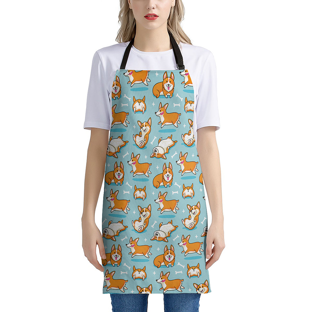 Happy Corgi Pattern Print Apron