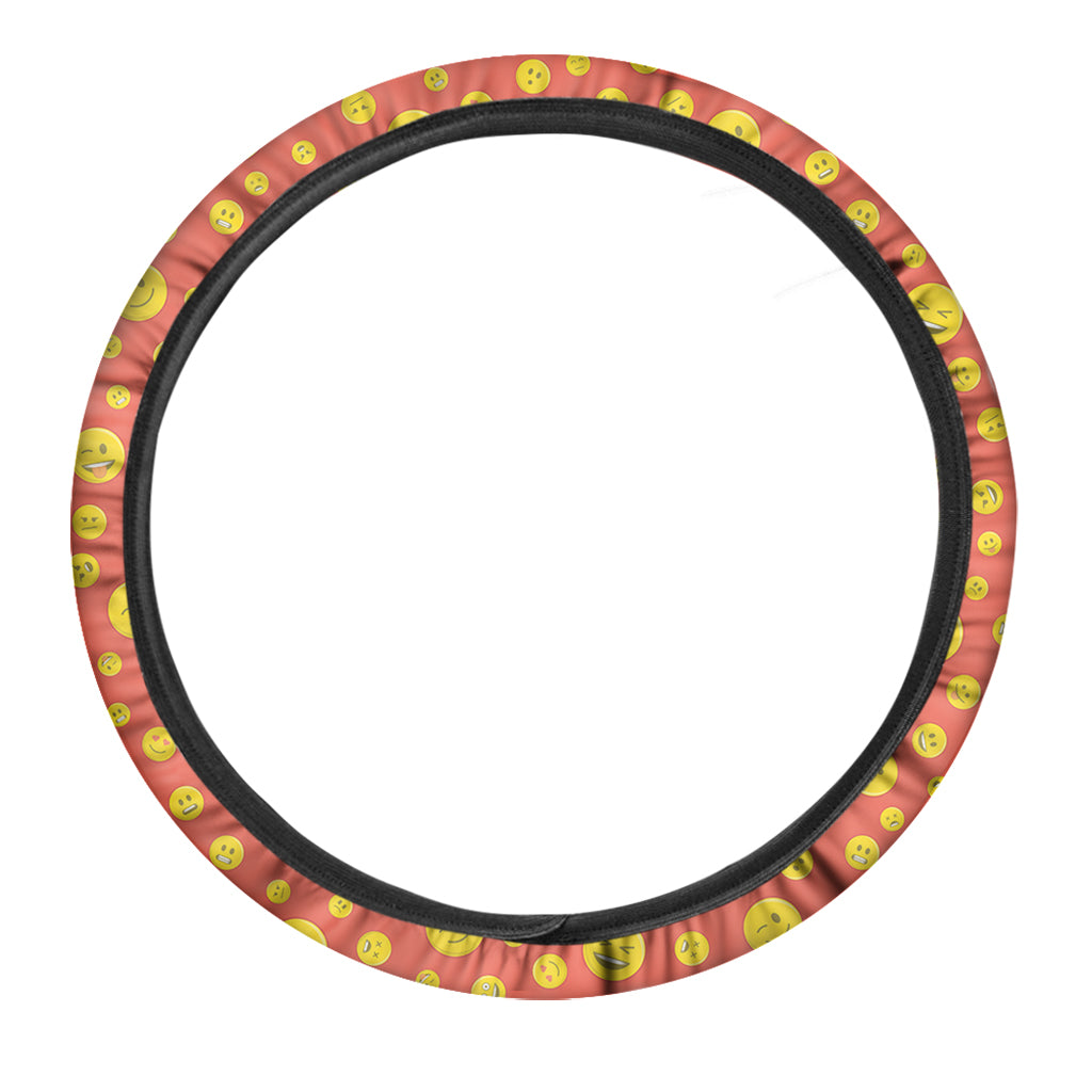 Happy Emoji Pattern Print Car Steering Wheel Cover