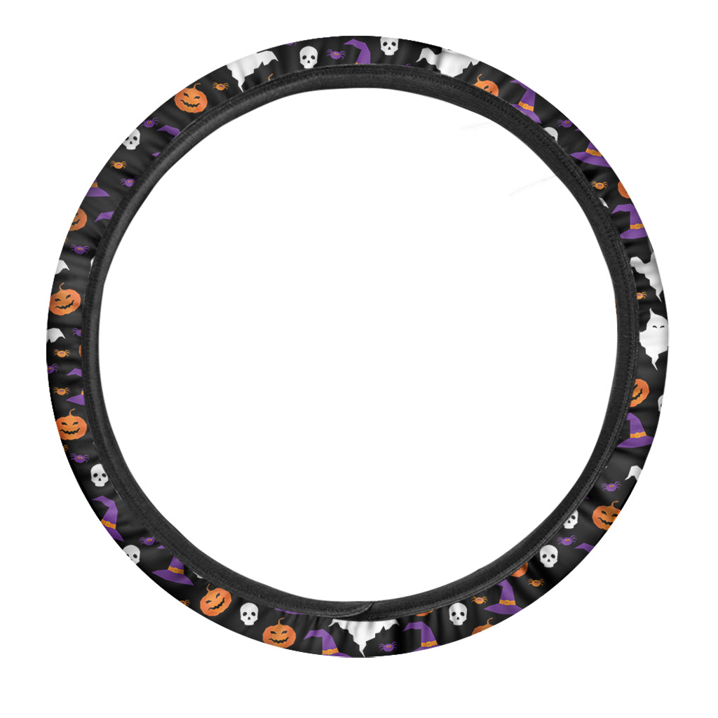 Happy Halloween Ghost Pattern Print Car Steering Wheel Cover